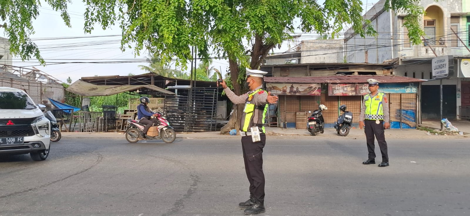 Sat Lantas Polres Langsa Maksimalkan Strong Point Pagi di Jalan Ahmad Yani