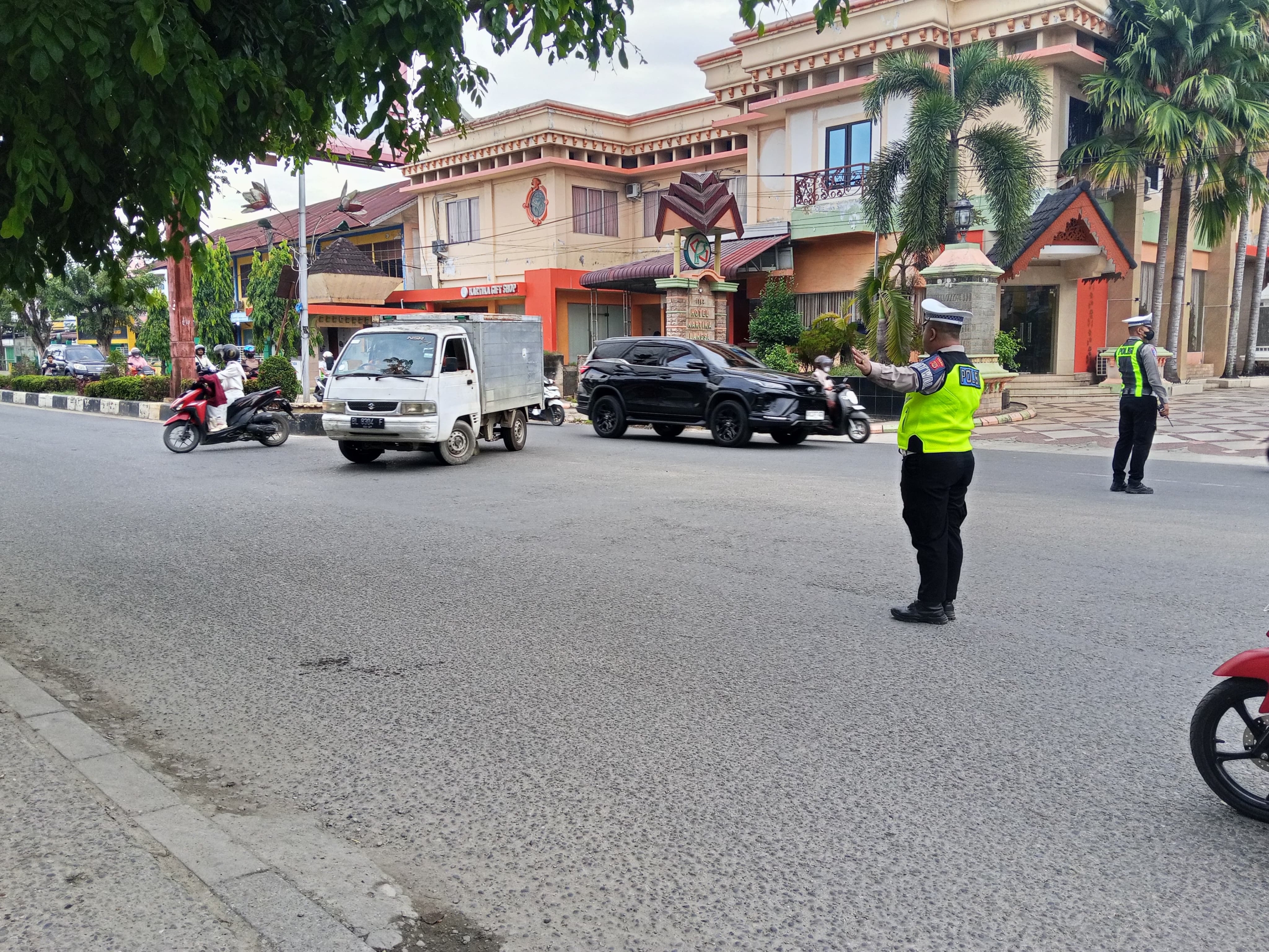 Satlantas Polres Langsa Intensifkan Strong Point Pagi di Sejumlah Titik Padat Kendaraan