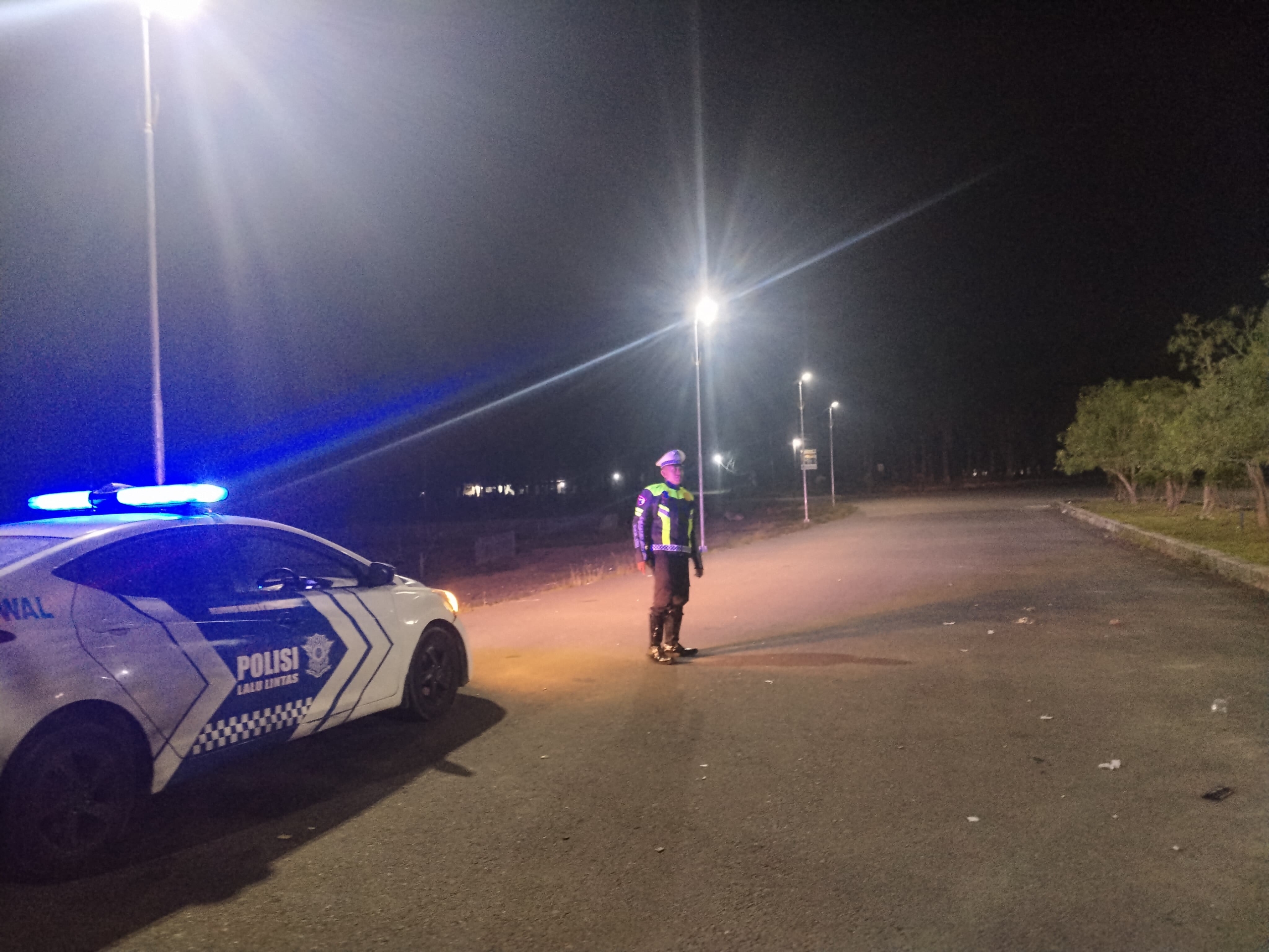 Satlantas Polres Langsa Gelar Patroli Blue Light Antisipasi Balap Liar di Kawasan Langsa Barat