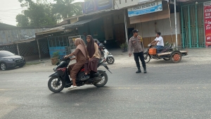 Polsek Rantau Selamat Gelar Strong Point Pagi untuk Ciptakan Kelancaran Arus Lalu Lintas