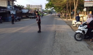 Polsek Rantau Selamat Laksanakan Strong Point Pagi di Jalur Nasional Medan–Banda Aceh