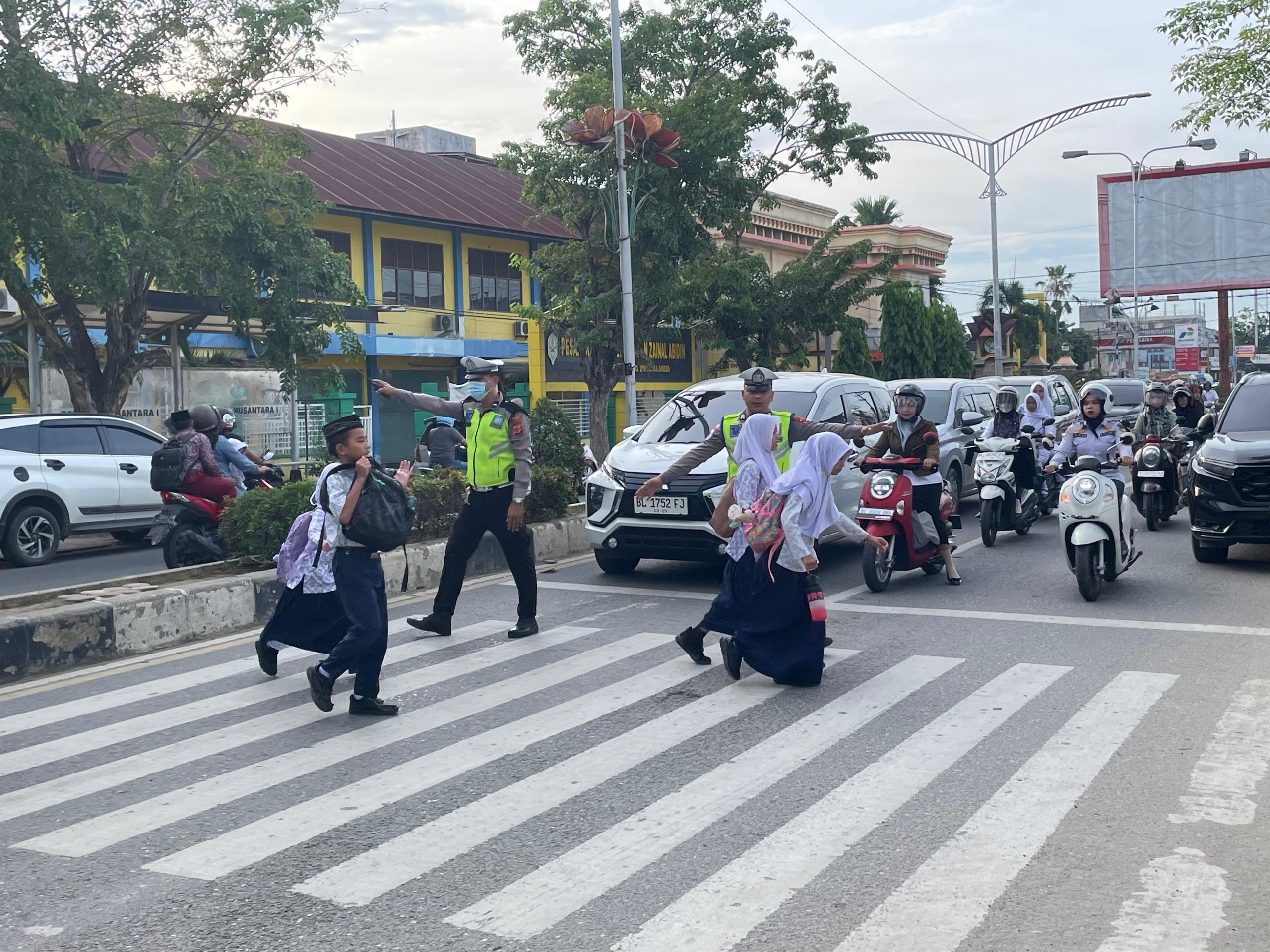 Satlantas Polres Langsa Intensifkan Strong Point Pagi di Jalur Padat Aktivitas Masyarakat