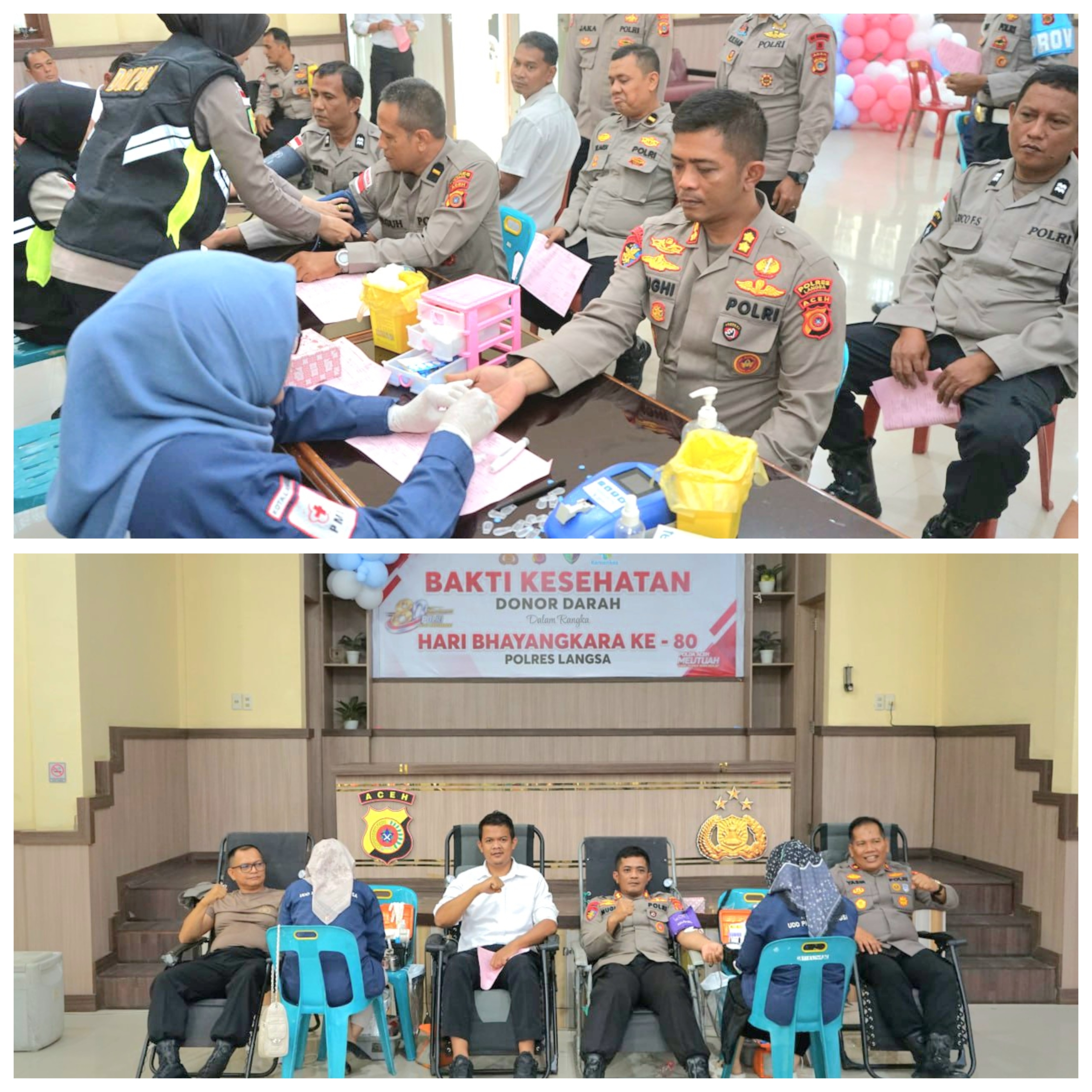 Polres Langsa Gelar Donor Darah Massal Sambut Hari Bhayangkara ke-80