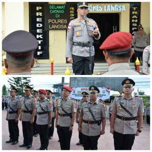 Kapolres Langsa Pimpin Upacara Serah Terima Jabatan Sejumlah Pejabat Utama dan Kapolsek Jajaran