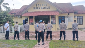 Apel Pagi Polsek Birem Bayeun Tingkatkan Kesiapan dan Pengawasan Internal Personel