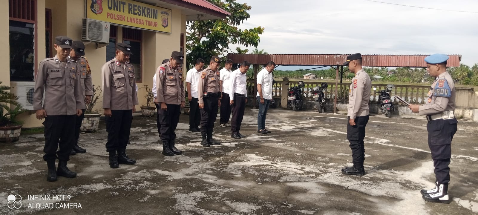 Apel Pagi Polsek Langsa Timur Perkuat Pengawasan dan Kesiapan Personel Dalam Pelaksanaan Tugas