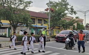Satlantas Polres Langsa Perluas Strong Point Pagi untuk Wujudkan Kamseltibcarlantas