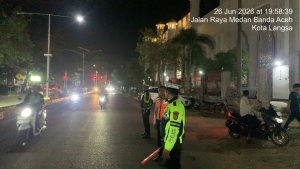 Satlantas Polres Langsa Amankan Arus Lalu Lintas pada Pembukaan Festival Santri Meuseraya ke-2