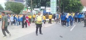 Satlantas Polres Langsa Amankan Jalannya Peringatan Hari Bhayangkara ke-80 di Kota Langsa