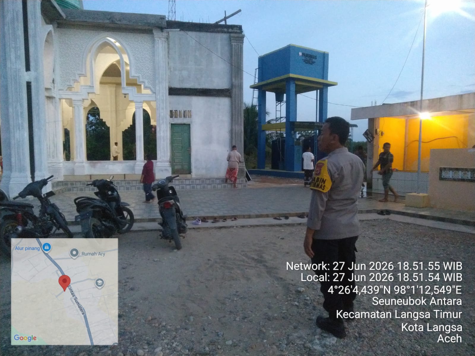 Polsek Langsa Timur Tingkatkan Patroli Pengamanan Sholat Magrib di Tempat Ibadah