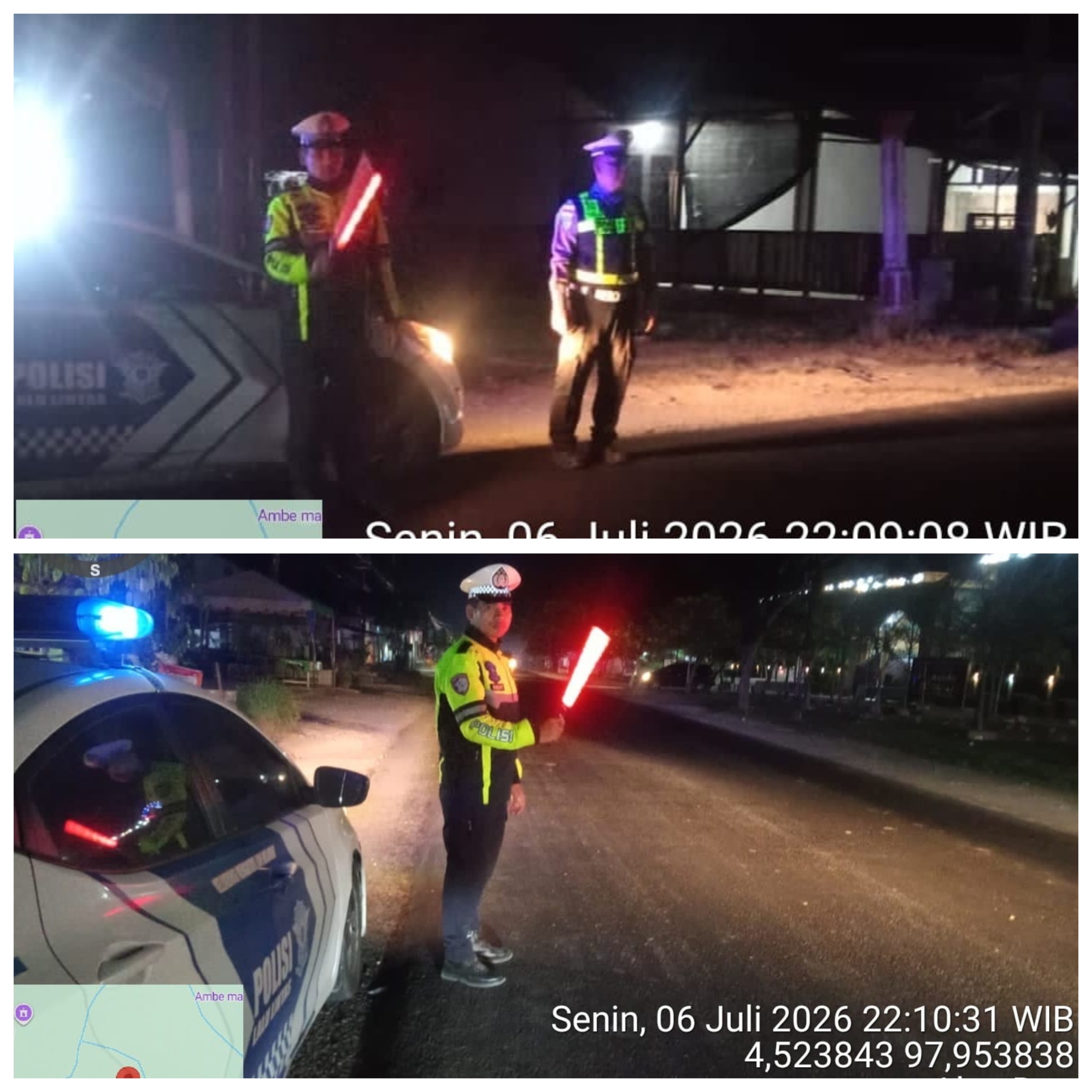 Patroli Blue Light Satlantas Polres Langsa jaga kelancaran arus lalu lintas pada malam hari