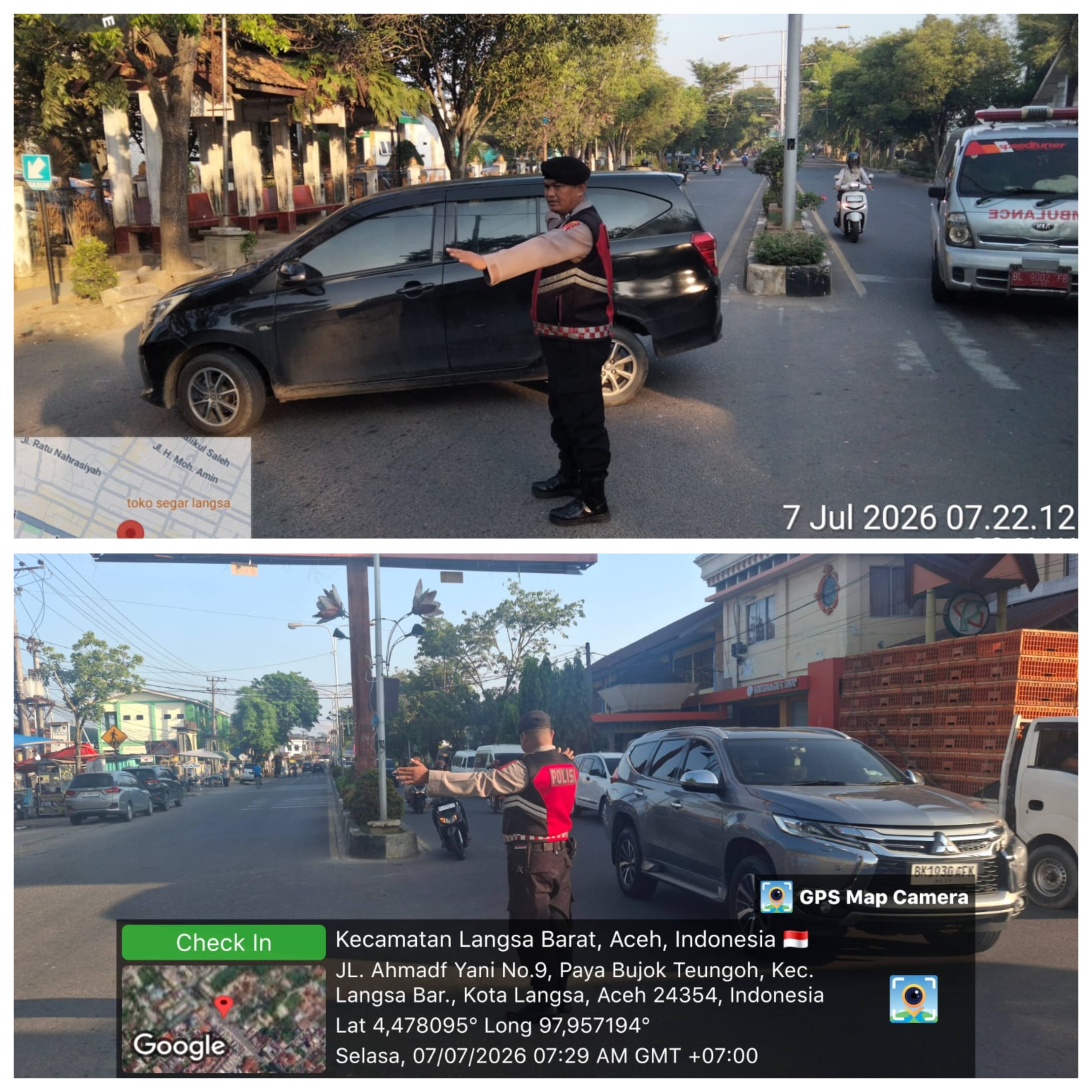Strong point pagi Sat Samapta Polres Langsa optimalkan pelayanan dan kelancaran lalu lintas