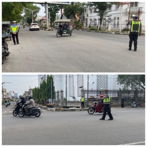 Strong point pagi sat lantas polres langsa hadirkan pelayanan optimal bagi pengguna jalan