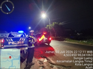 Sat Lantas Polres Langsa Intensifkan Patroli Blue Light di Jalur Rawan Kecelakaan