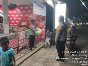 Polsek Langsa Timur Intensifkan Patroli Dialogis untuk Menjaga Keamanan Wilayah pada Malam Hari
