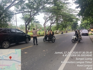 Polsek Langsa Timur Gelar Strong Point Pagi untuk Dukung Keamanan dan Kelancaran Lalu Lintas