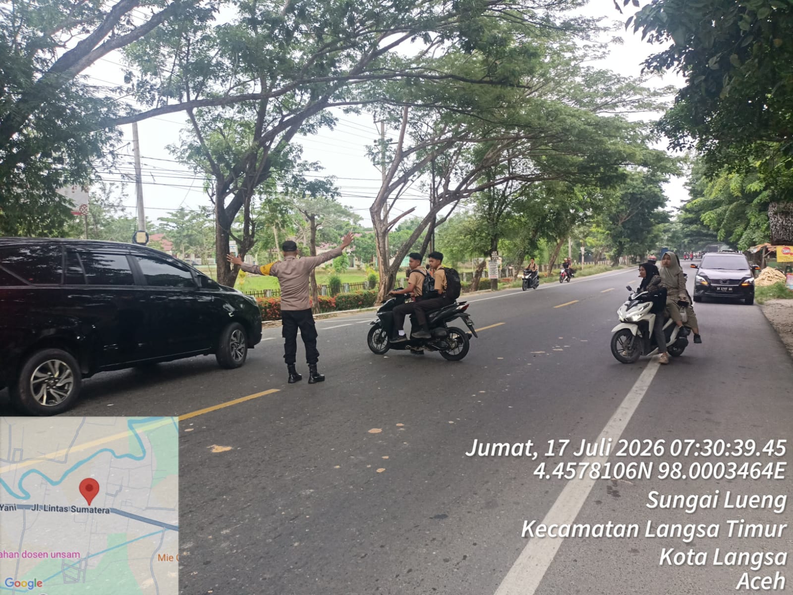 Polsek Langsa Timur Gelar Strong Point Pagi untuk Dukung Keamanan dan Kelancaran Lalu Lintas