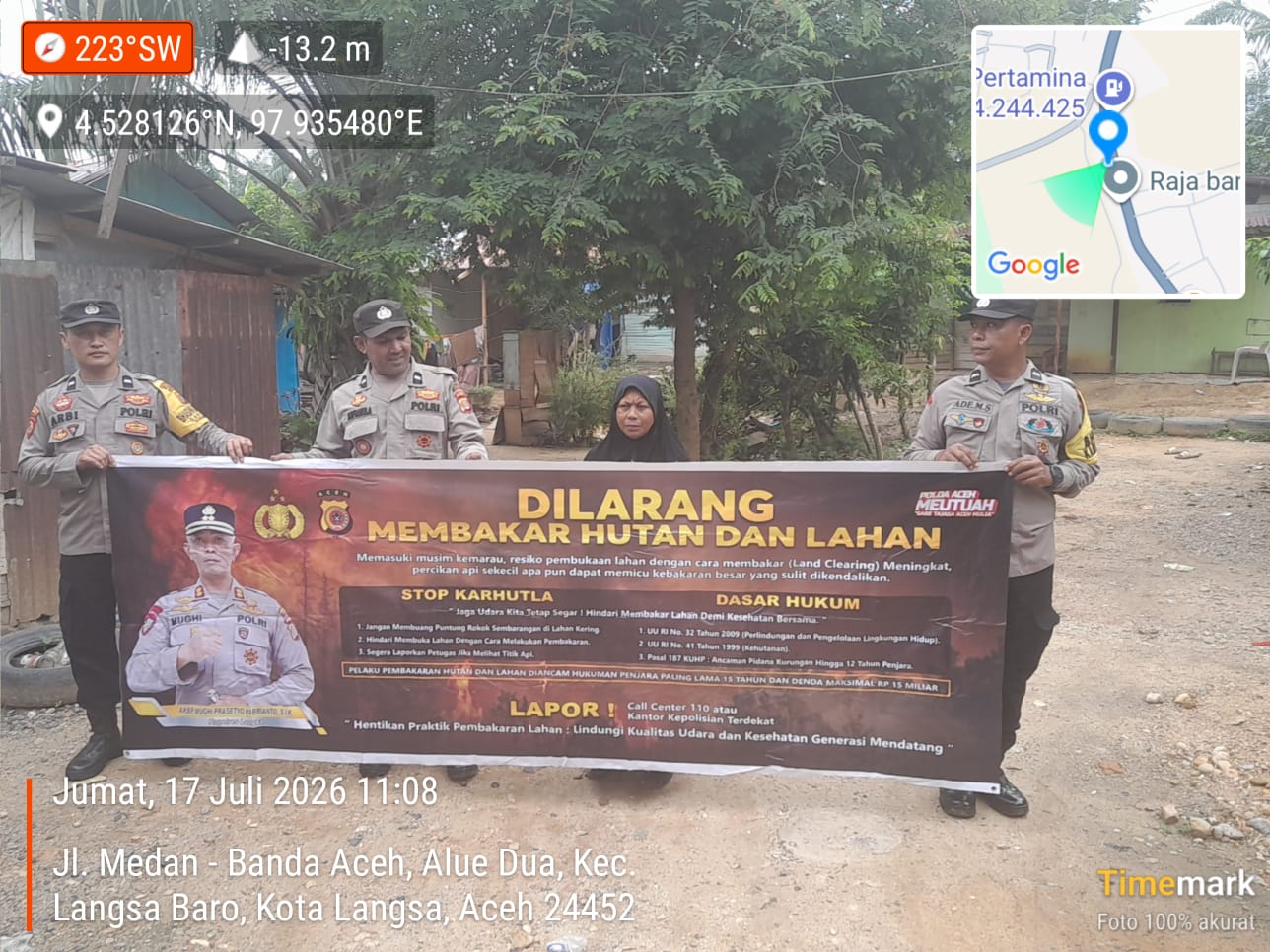 Polsek Langsa Barat Intensifkan Patroli Karhutla untuk Cegah Kebakaran Hutan dan Lahan