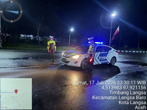Sat Lantas Polres Langsa Intensifkan Patroli Blue Light di Kawasan Rawan Kecelakaan