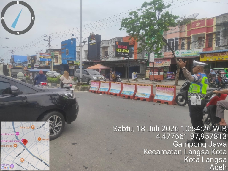 Sat Lantas Polres Langsa Intensifkan Pengaturan Arus Kendaraan di Kawasan SPBU Harapan
