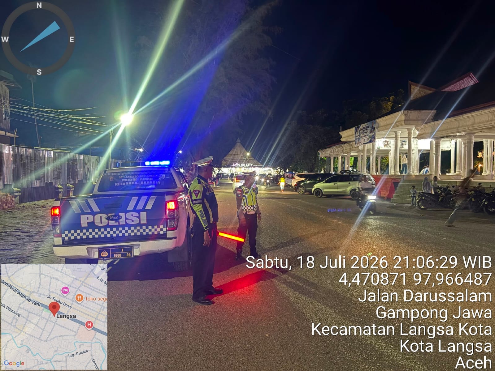 Patroli Blue Light Sat Lantas Polres Langsa Jaga Kelancaran Arus Lalu Lintas Malam Hari
