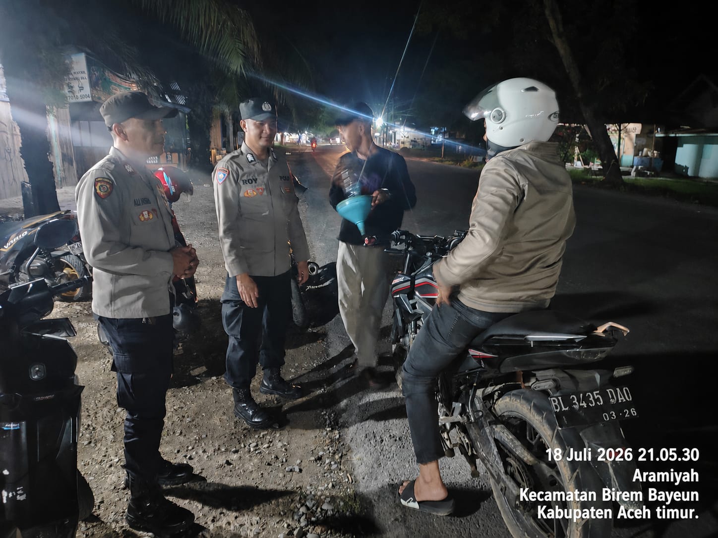 Patroli Preventif Polsek Birem Bayeun Perkuat Keamanan Wilayah Pada Akhir Pekan