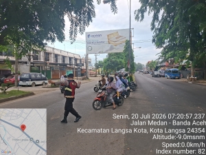 Sat Samapta Polres Langsa Optimalkan Strong Point Pagi Demi Kelancaran Arus Lalu Lintas
