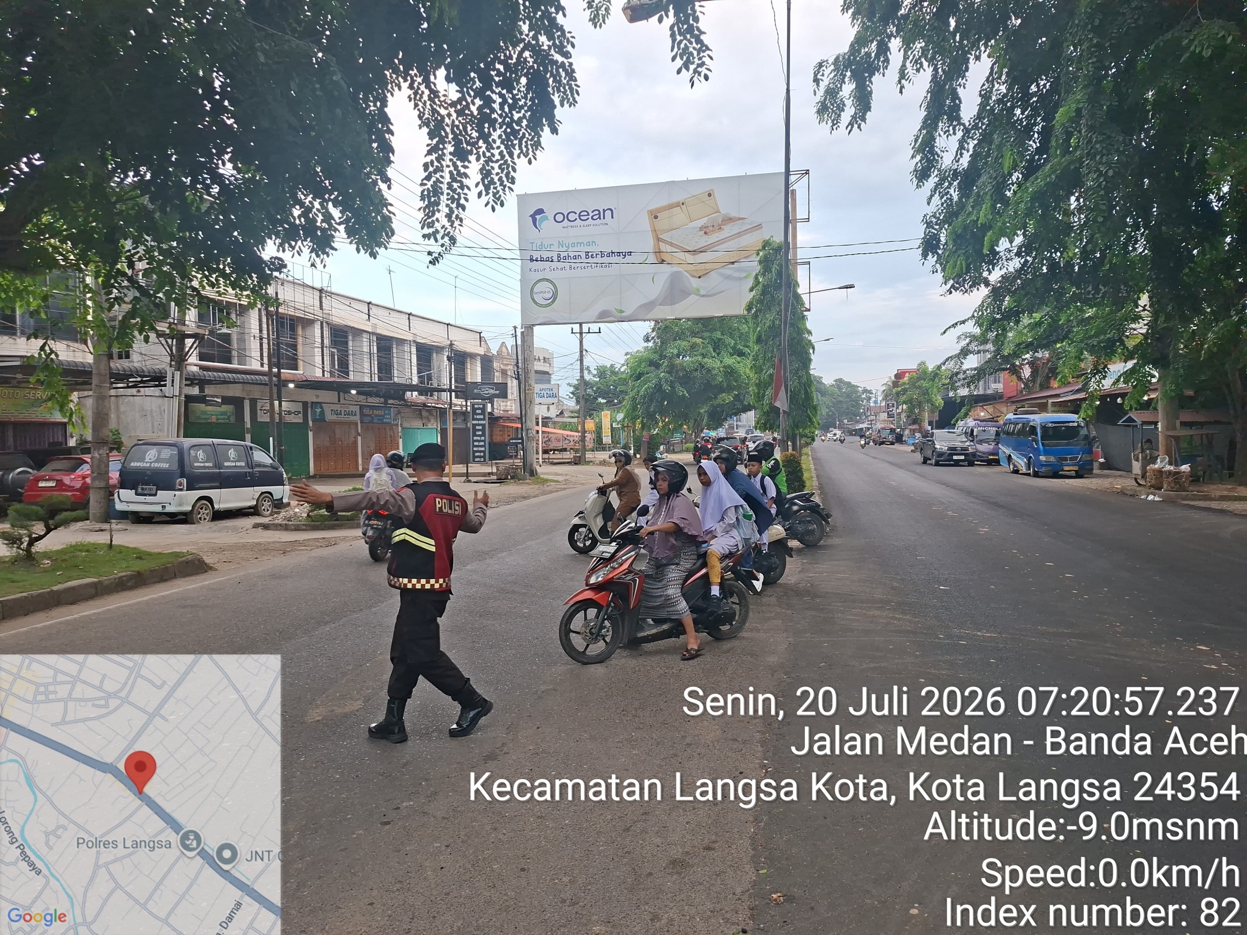 Sat Samapta Polres Langsa Optimalkan Strong Point Pagi Demi Kelancaran Arus Lalu Lintas