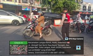 Sat Samapta Polres Langsa Perkuat Strong Point Pagi untuk Wujudkan Lalu Lintas Aman dan Tertib