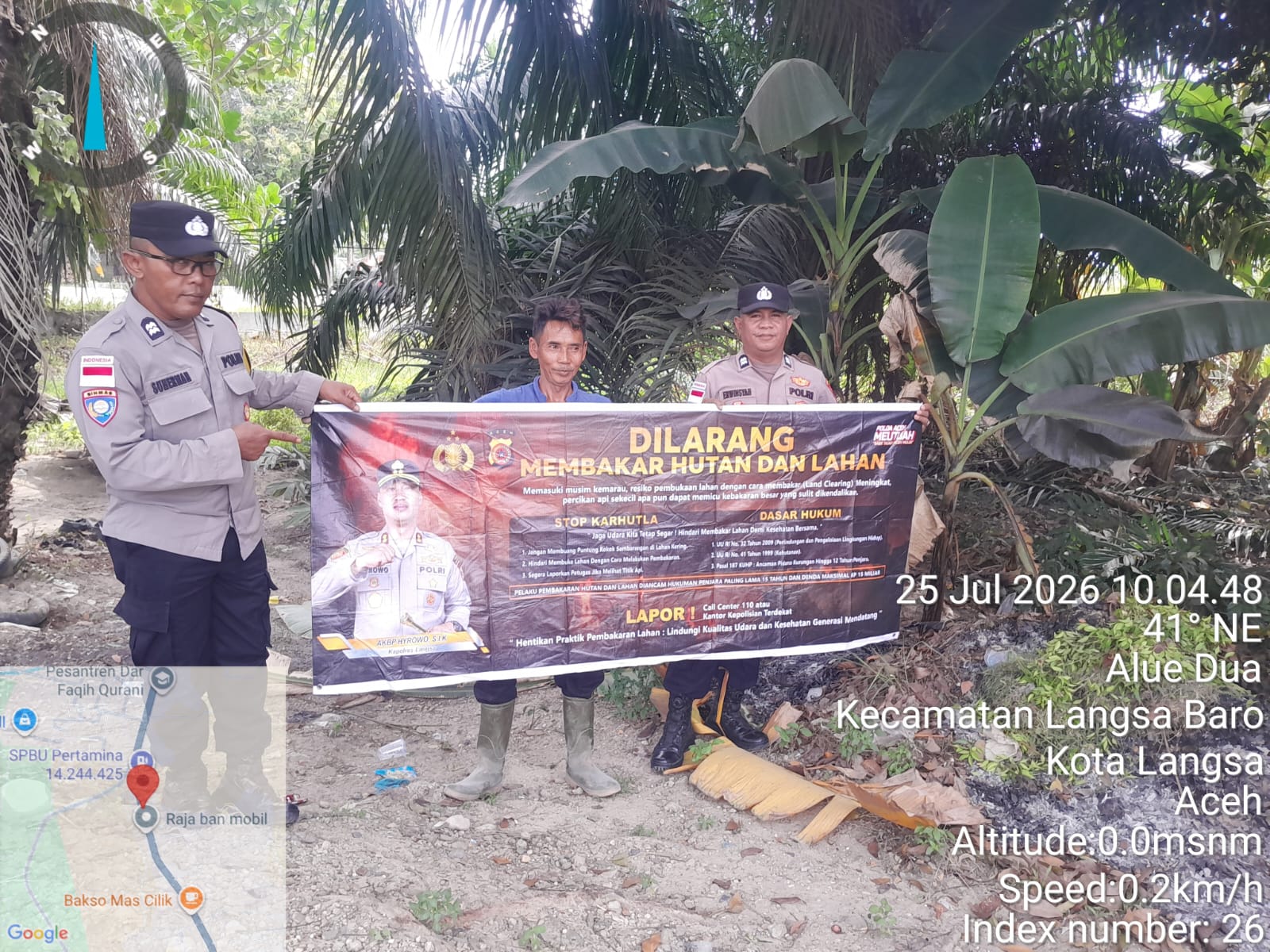 Polsek Langsa Barat Perkuat Upaya Pencegahan Karhutla Melalui Patroli dan Sosialisasi