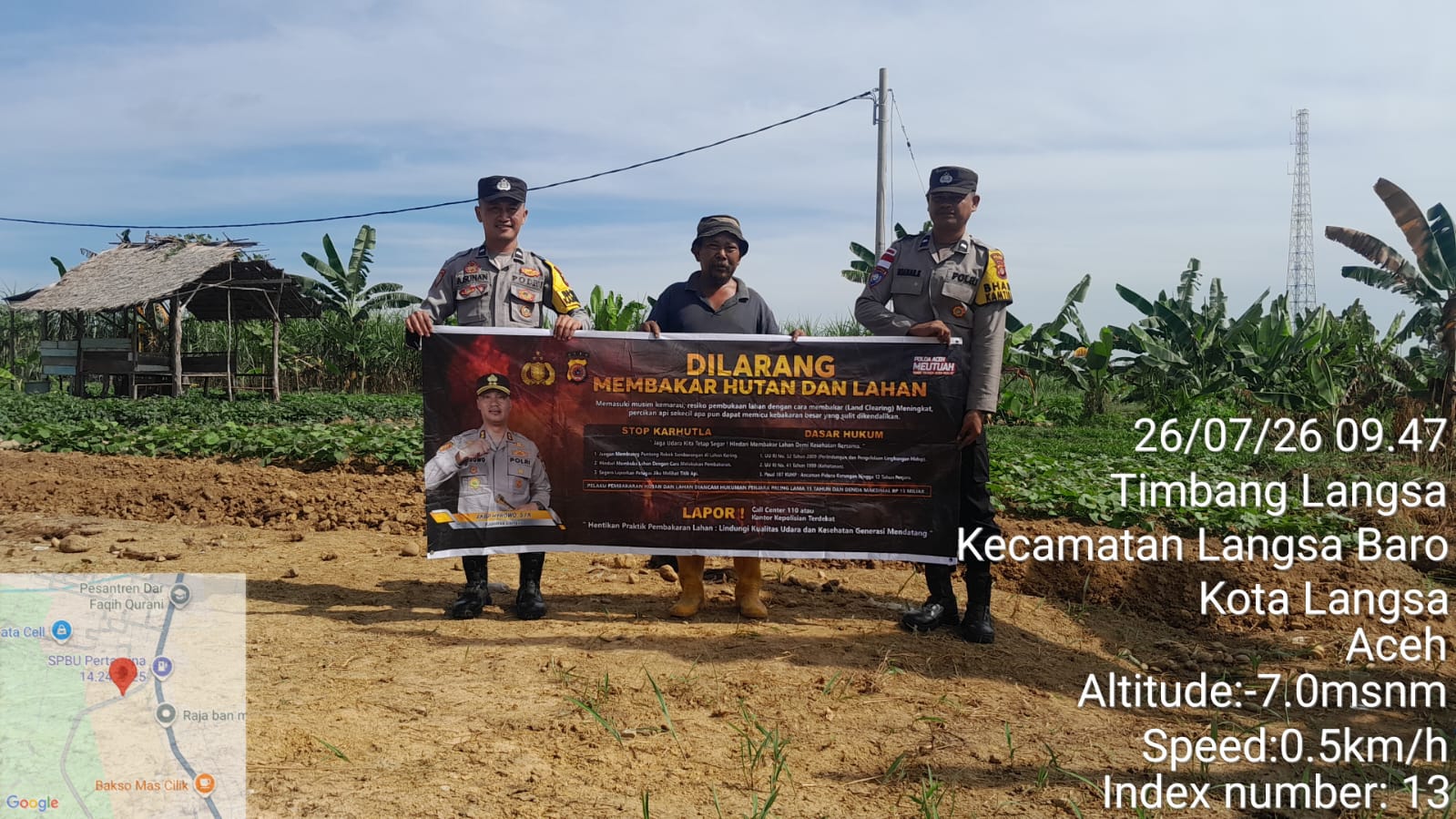 Polsek Langsa Barat Gencarkan Patroli Karhutla untuk Menekan Risiko Kebakaran Hutan dan Lahan