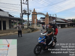 Polsek Birem Bayeun Gelar Protap 01 untuk Ciptakan Kamseltibcar Lantas di Pagi Hari