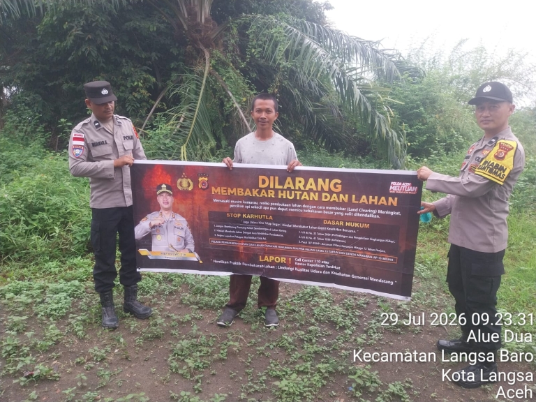 Polsek Langsa Barat Tingkatkan Patroli Karhutla untuk Cegah Kebakaran Hutan dan Lahan