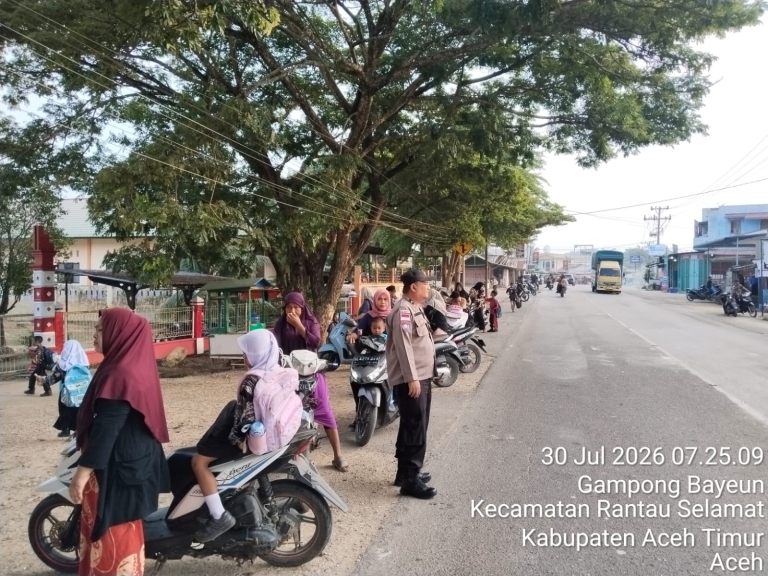Polsek Rantau Selamat Intensifkan Strong Point Pagi Demi Kelancaran Lalu Lintas