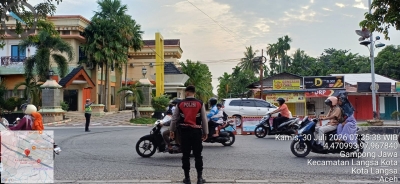 Sat Samapta Polres Langsa Optimalkan Strong Point Pagi untuk Dukung Kamseltibcarlantas