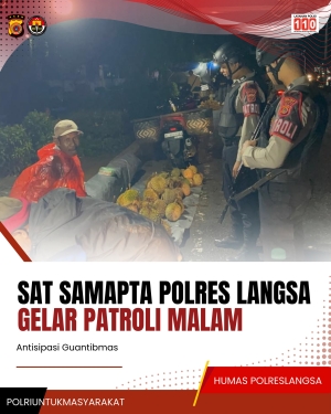 Patroli Perintis Presisi Sat Samapta Polres Langsa Jaga Stabilitas Kamtibmas pada Malam Hari