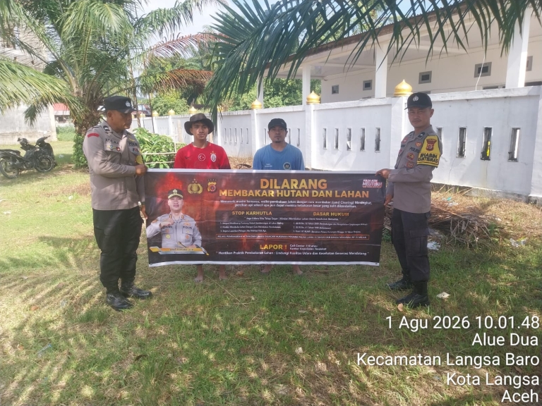 Polsek Langsa Barat Intensifkan Patroli Karhutla untuk Cegah Kebakaran Hutan dan Lahan