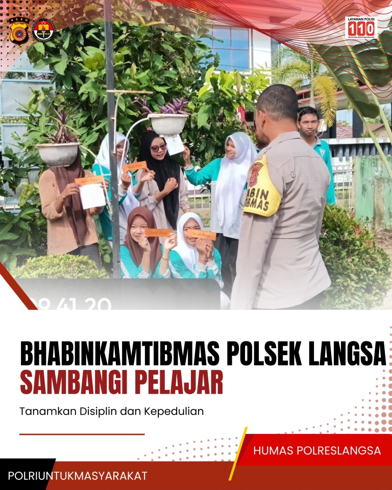 Bhabinkamtibmas Polsek Langsa Sambangi Pelajar, Tanamkan Disiplin dan Kepedulian