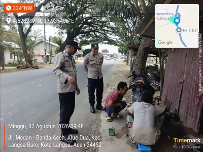 Polsek Langsa Barat Perkuat Patroli Harkamtibmas untuk Jaga Keamanan Lingkungan