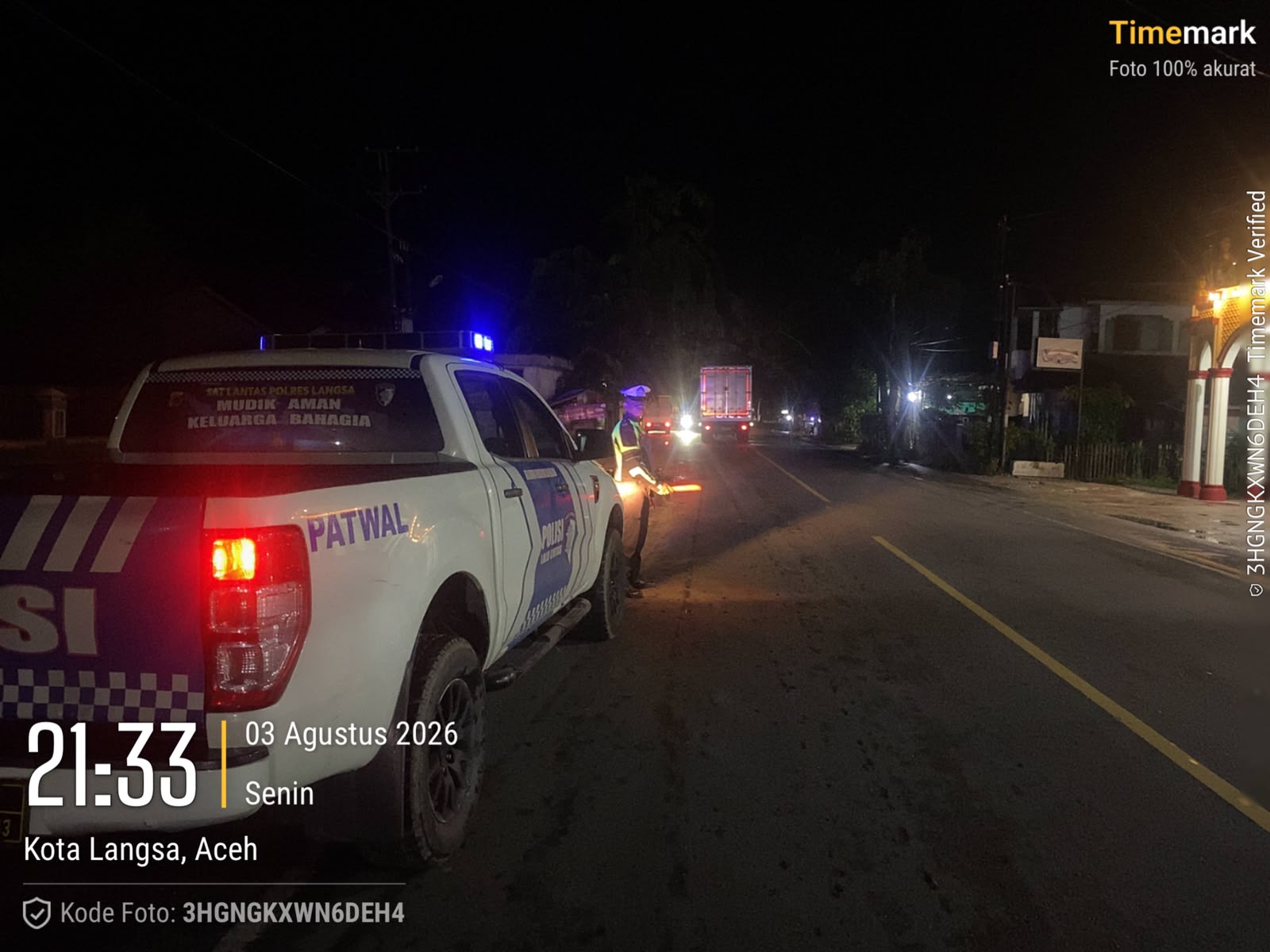 Patroli Blue Light Satlantas Polres Langsa Ciptakan Arus Lalu Lintas Aman pada Malam Hari