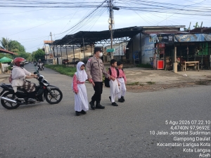 Polsek Langsa Optimalkan Protap 01 Demi Kelancaran Lalu Lintas dan Keselamatan Pelajar