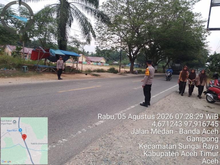 Polsek Sungai Raya Laksanakan Protap 01 untuk Wujudkan Kelancaran Lalu Lintas di Kawasan Sekolah