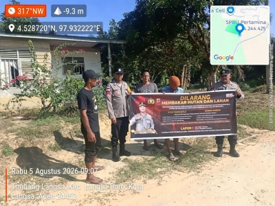 Patroli Karhutla Polsek Langsa Barat Gencarkan Edukasi “Stop Bakar Hutan dan Lahan”