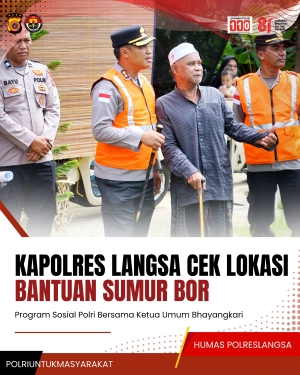 Kapolres Langsa Tinjau Bantuan Sumur Bor, Program Sosial Polri Jangkau 40 Titik di Wilayah Hukum Polres Langsa
