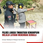 Polres Langsa Tingkatkan Kemampuan Personel Melalui Latihan Menembak Berkala di Kompi 2 Batalyon B Pelopor Sat Brimob