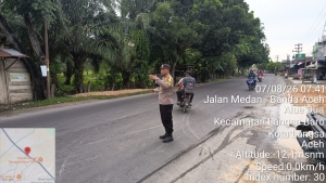 Polsek Langsa Barat Laksanakan Protap 01 untuk Wujudkan Kamseltibcarlantas yang Kondusif