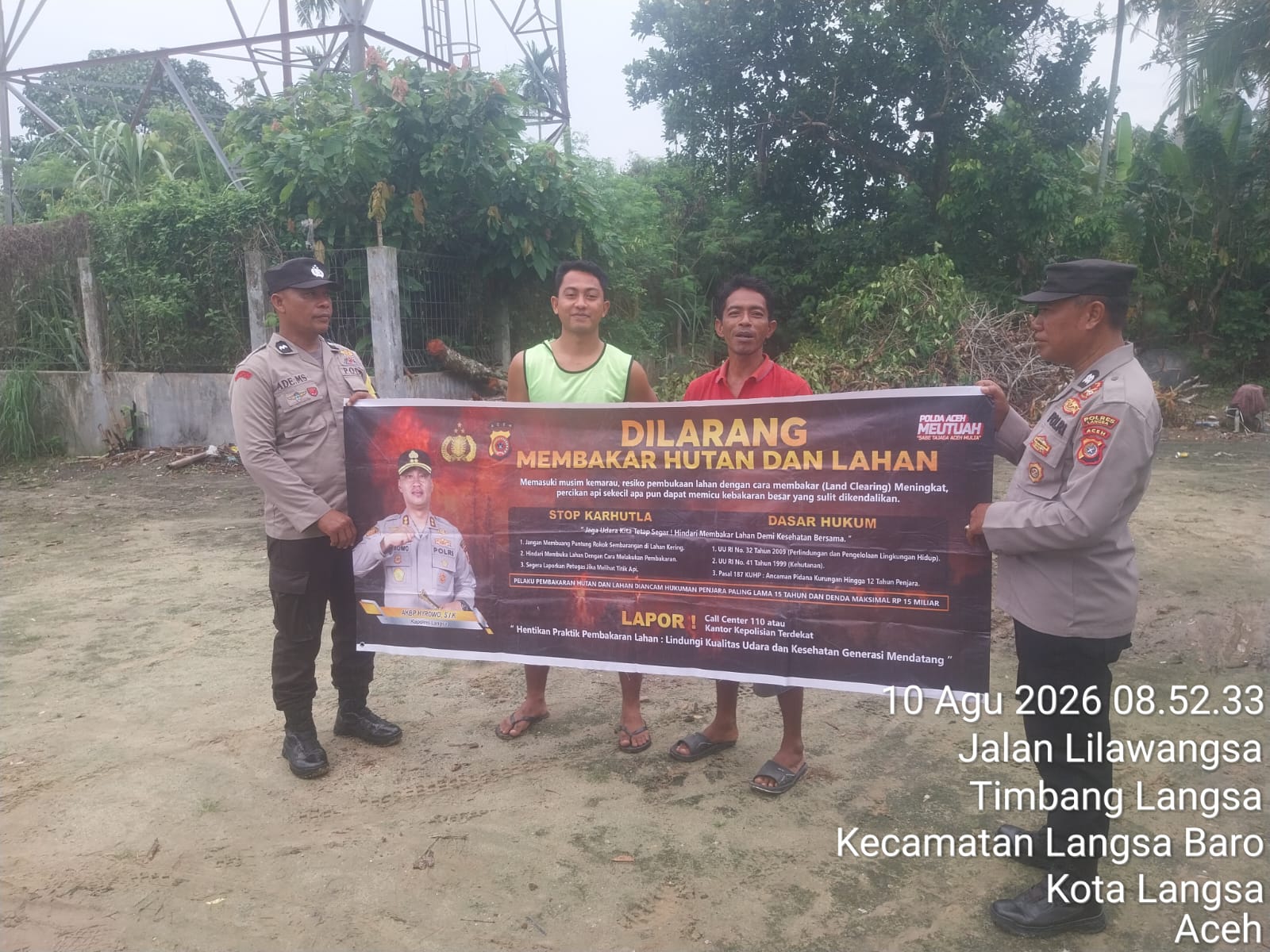 Polsek Langsa Barat Gencarkan Sosialisasi Karhutla, Ajak Warga Jaga Lingkungan