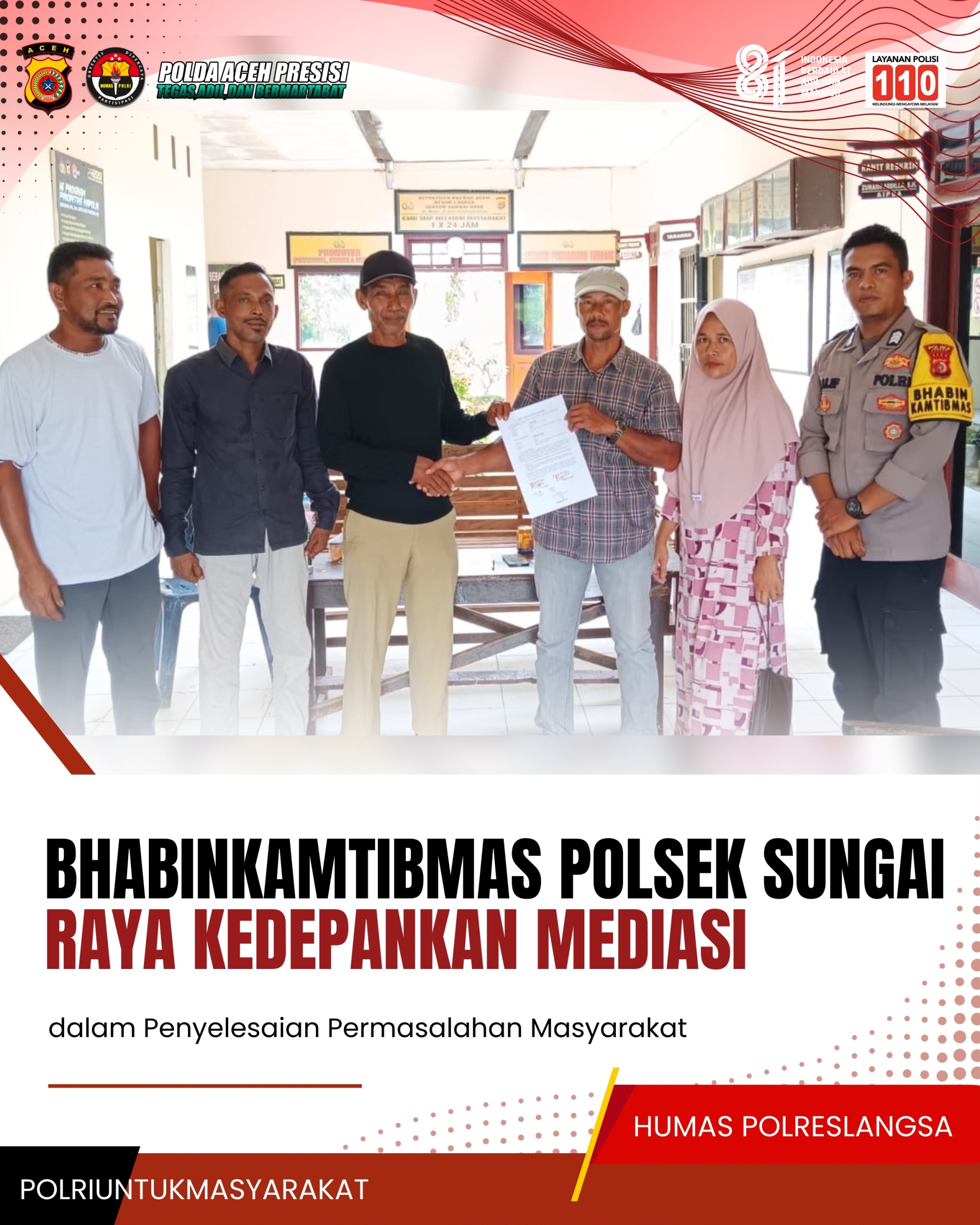Bhabinkamtibmas Polsek Sungai Raya Kedepankan Mediasi Dalam Penyelesaian Permasalahan Masyarakat
