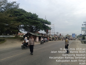 Polsek Rantau Selamat Tingkatkan Pelayanan Lalu Lintas Melalui Strong Point Pagi