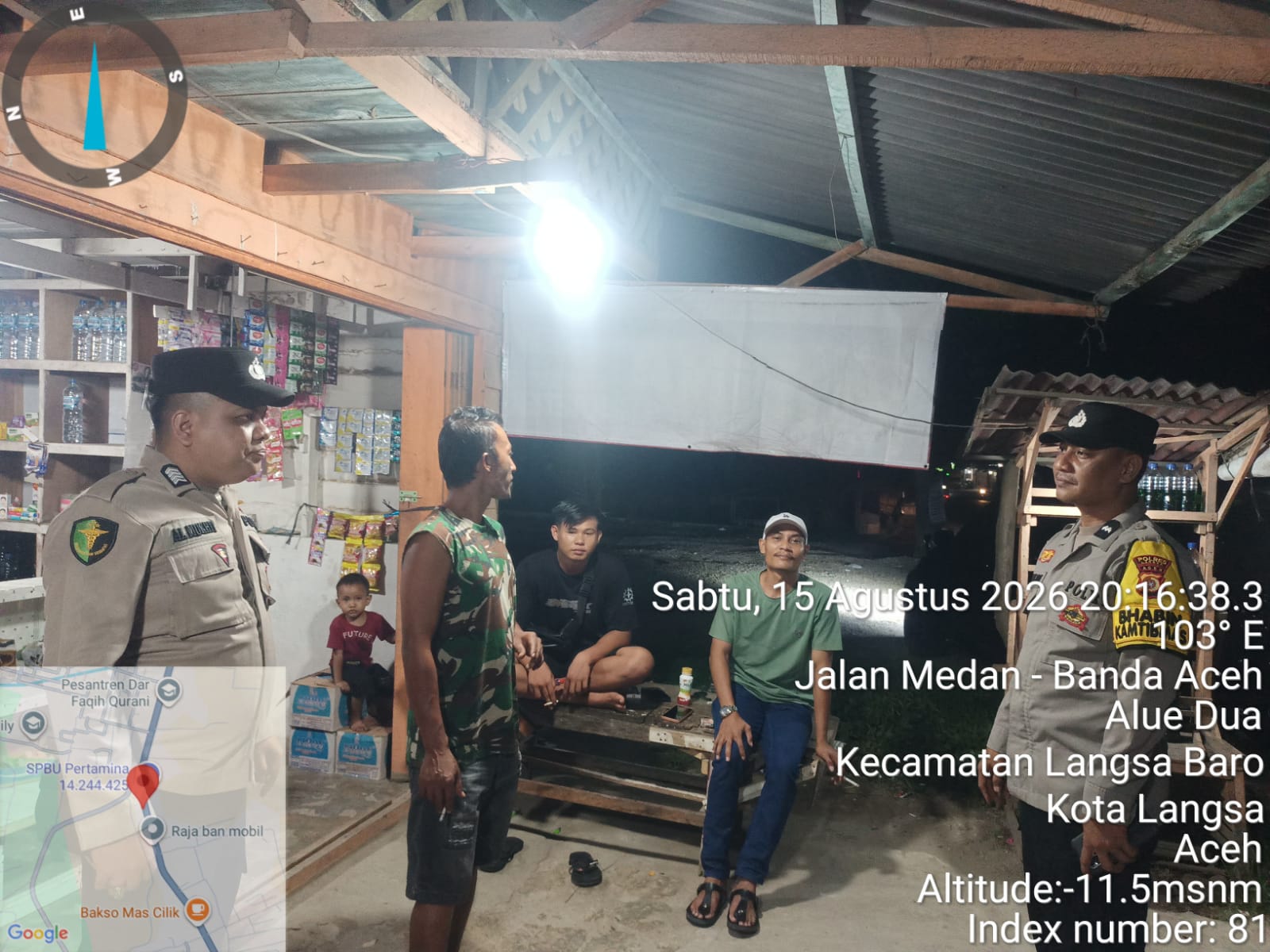 Polsek Langsa Barat Perkuat Patroli Harkamtibmas Pantau Aktivitas Masyarakat